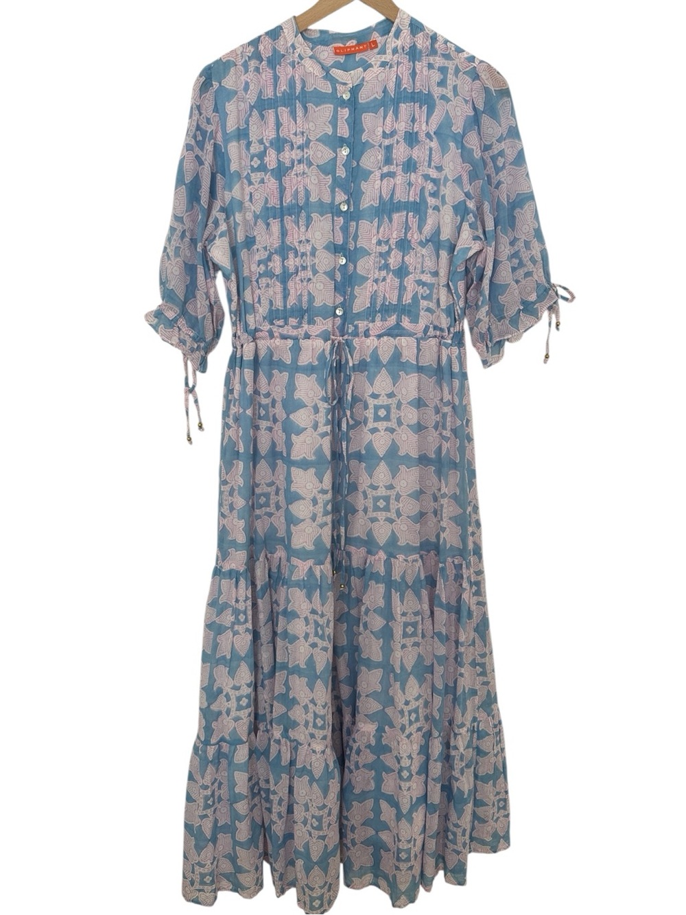 Oliphant Block Print Tiered Maxi Dress